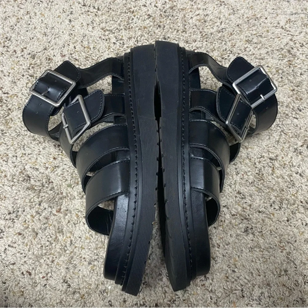 NOBO women's size 8 chunky fisherman sandals platform y2k strappy black shoes